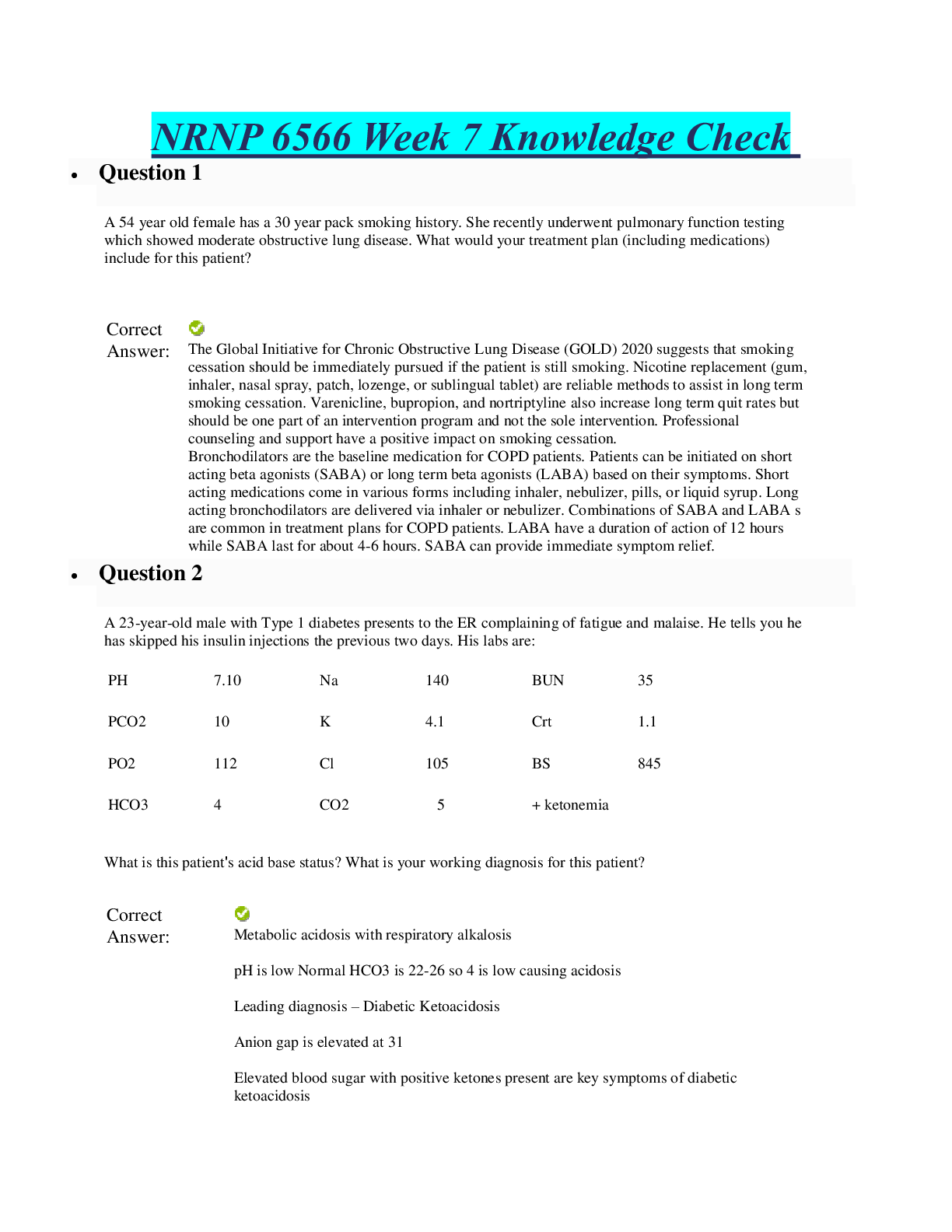 Preview of NRNP 6566 Week 7 Knowledge Check (100% Correct) Verified Answers(LATEST UPDATE)